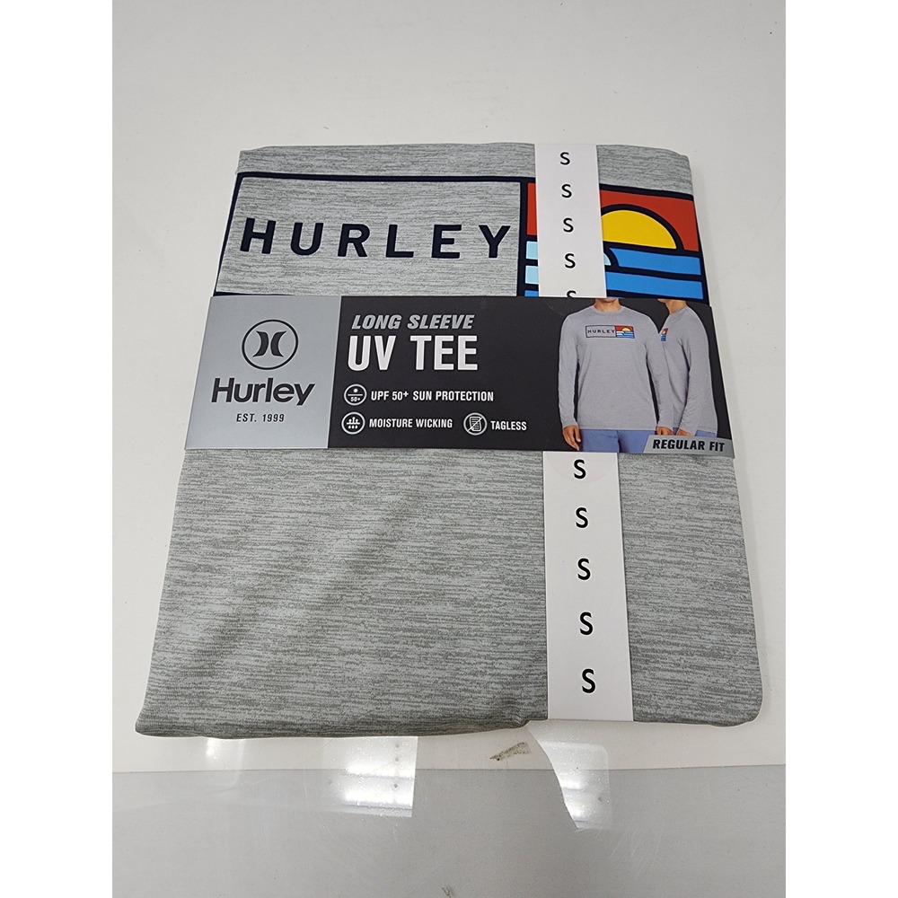 Hurley‎ Mens Long Sleeve UV Tee Gray Polyester Blend Athletic Size Small